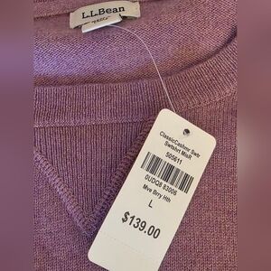 L.L. Bean Mauve Berry Cashmere Crew Sweater